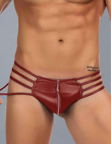 Scandals Men's Wet look Caged Zip Thong Menswear Scandals Lingerie